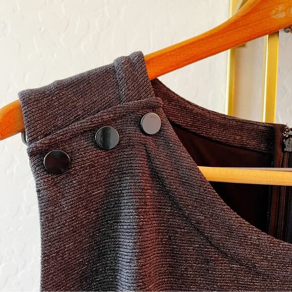 NEW LOFT Plus gray knit knee length dress shoulder buttons plus size 26 party - Picture 5 of 12